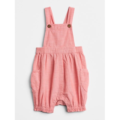 Denim Bubble Overalls in pink treat