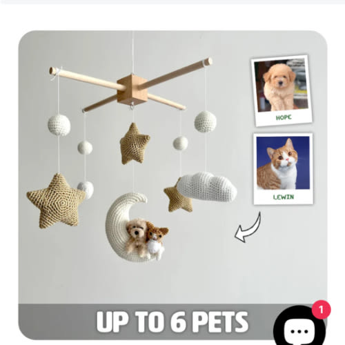 Pet Moon Brown | Custom Crochet Pet Nursery Baby Mobile – My Dollfy