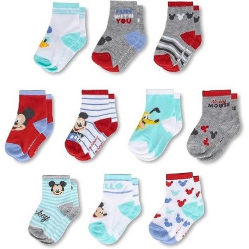 Mickey Mouse Baby Boy's 10-Pack Infant Socks, 6-12 Months