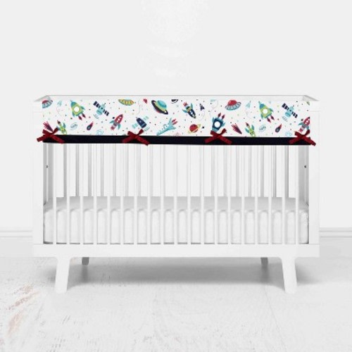 Bacati - Space Multicolor Boys Cotton Long Crib Rail Guard Cover
