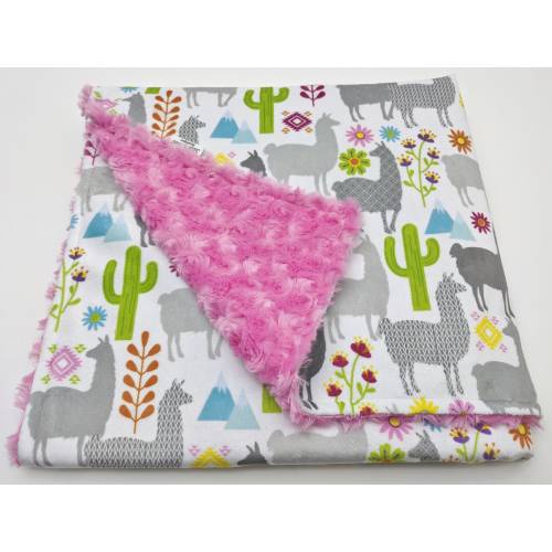 Minky Llama Baby Blanket, Llama Baby Shower, Llama Cacti Minky Baby Blanket, Llama Mountain Nursery, Minky Baby Blanket Llama Baby Girl Gift