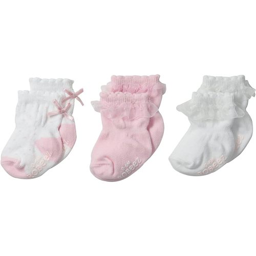 Robeez Girl's Baby, Infant, Toddler Soft Cotton Non-Slip Socks/Kickproof Seamless Design (3 Pack) - Multicolor - 12-24 Months