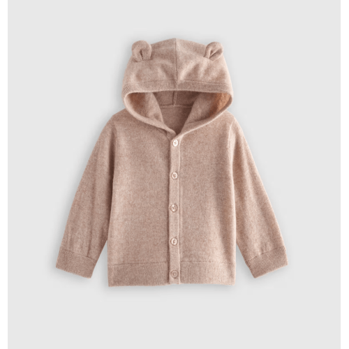 Washable Cashmere Hooded Cardigan
