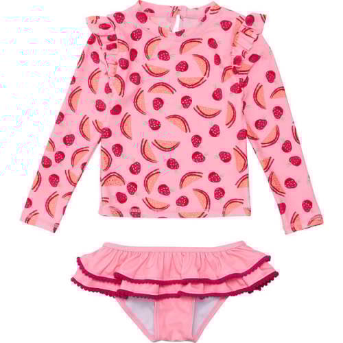 UPF50+ Long Sleeve Ruffle Set, Berry Sweet