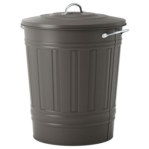 KNODD Bin with lid - gray 11 gallon