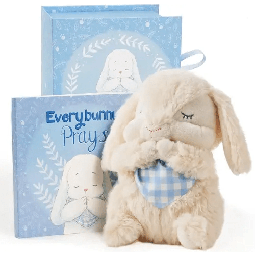 Tickle & Main Everybunny Prays - The Praying Musical Toy - Baptism & Christening Gifts for Boys, Babies & Toddlers on Easter & Christening (Blue, 7 in) - Baptism Gifts for Girl - Bunny Stuffed Animal