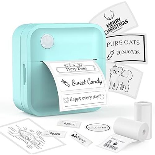 Label Maker Machine - Mini Label Printer Portable Thermal Printer for Home,Office,Organization,Bluetooth Sticker Printer for Phones,Sticker Maker for Kids School Items Photo,Note Labels