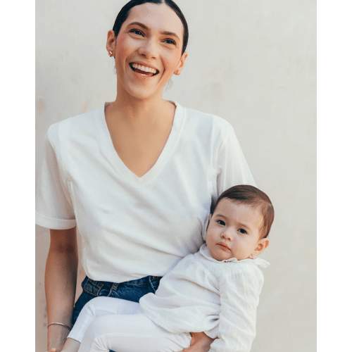 Solid Color Nursing V-Neck T-shirt