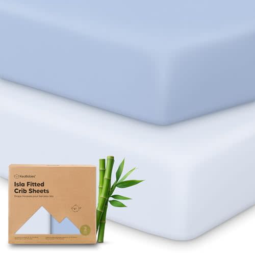 KeaBabies 2-Pack Baby Crib Sheets for Boys, Girls - 52x28 Viscose Derived from Bamboo Toddler Bed Sheets Neutral, Fitted Crib Mattress Cover for Standard Baby Bedding, Soft & Cozy (Blue Flax)