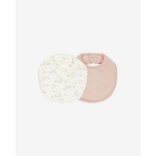 Jersey Snap Bib, 2 Pack || Bunnies, Melon