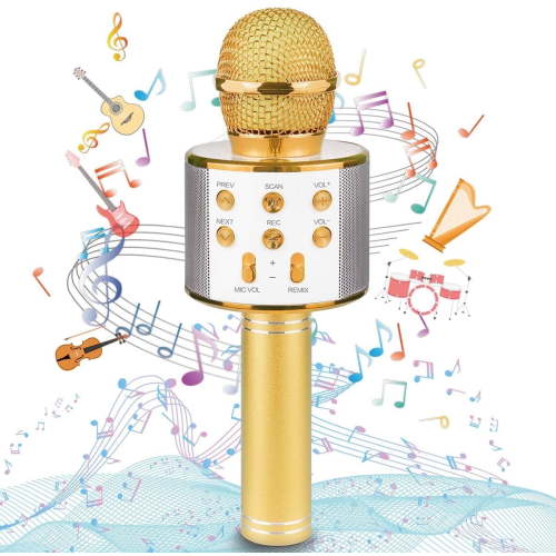 Bluetooth Wireless Karaoke Microphone for Kids, Hottest Birthday Presents Toys for 9 10 11 12 Years Old Boys Girl (Rose Gold)