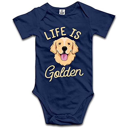 DOQOSESHY Life is Golden(Golden Retriever) Infant Cotton Bodysuit Romper Baby Jumpsuit, 3 Months, Long Sleeve-white