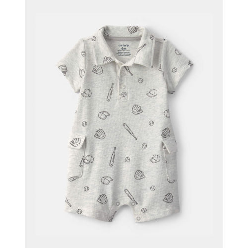 Baby Boy Sports Romper - Grey | Carter’s Oshkosh Canada