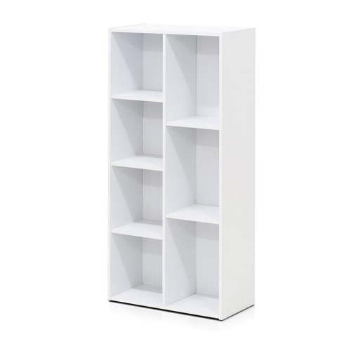 Furinno Luder Reversible Open Shelf Bookcase, White, Space-Saving Design, Versatile Usage