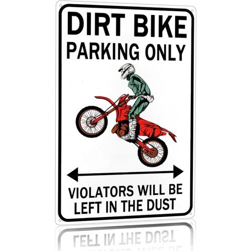 Dirt Bike Accessories Boys Motorcross Gifts Funny Dirty Bike Parking Only Vintage Tin Sign for Man Cave Boy's Room Garage Wall Decor 8x12 Inch (3064)