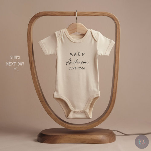 Pregnancy Announcement Baby Bodysuit - Newborn Baby Onesie® - Baby Announcement Bodysuit - Personalized Last Name - Baby Shower Décor