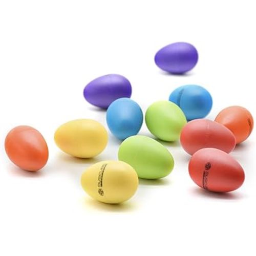 MUSICUBE 12 Pcs Easter Eggs Toys for Basket Stuffers Maracas Plastic Egg Shakers Toys Hand-Held Percussion Musical Instrument for Baby Toddler Easy Grip Six Colors Included