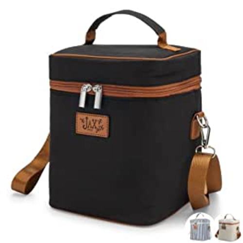 Amazon.com: Jax 2020 Breastmilk Cooler Bag, Insulated Container for 6 Bottles, Keeps Milk Fresh, Adjustable Shoulder Strap, Pocket for Ice Pack, Black : Baby