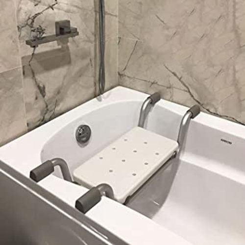 Aiptosy Bath Bench, Heavy Duty Shower Stool Aluminium Adjustable Length Bathroom Seat 29-33inch, Plastic Bathtub Seat for Elderly, Disabled, Handicapped, Upto 350Ib Weight
