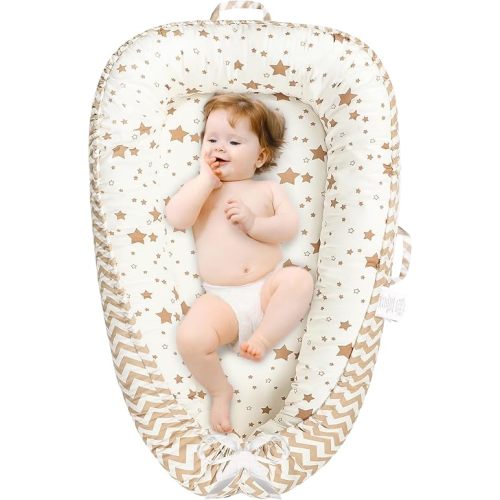 Baby Lounger - Baby Lounger Pillow for Newborn, Breathable & Soft Baby Nest Co Sleeper for Baby 0-24 Months, Portable Infant Lounger Baby Floor Seat for Home and Travel (Star)