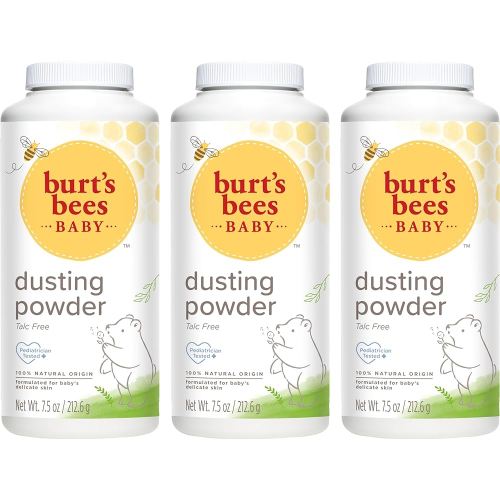 Burt's Bees Baby Dusting Powder, 100% Natural Origin, Talc-Free, Pediatrician Tested, 7.5 Ounces, Pack of 3, Pack May Vary