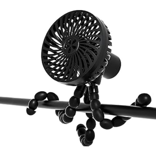 Portable Baby Stroller Fan with 3 Speeds, stroller fan clip on for baby, USB Battery Powered Rechargeable Handheld Personal Fan For Car Seat, Treadmill, Outdoor (Black)