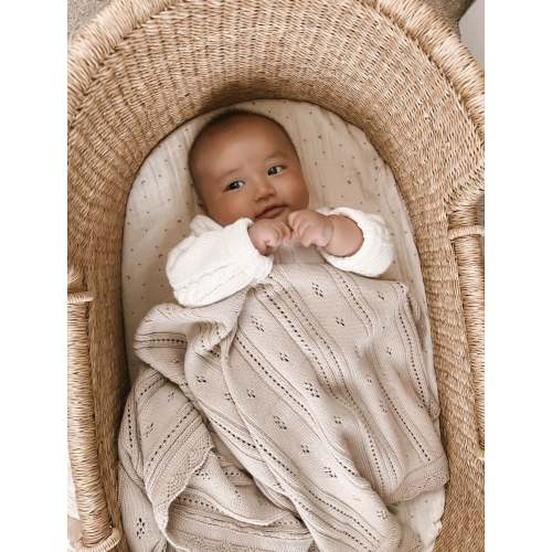 Luna + Luca Pointelle Baby Blanket - Beige