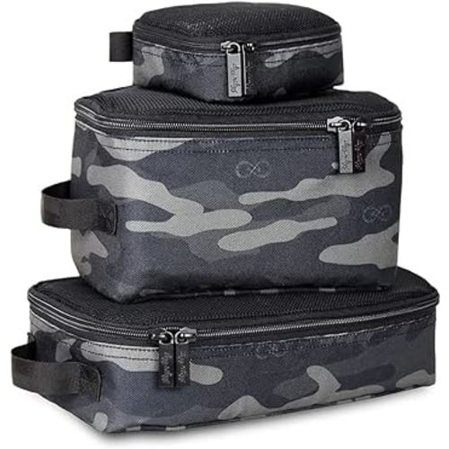 Chelsea + Cole for Itzy Ritzy Packing Cubes – Set of 3 Camo Packing Cubes or Travel Organizers; Each Cube Features a Mesh Top, Double Zippers and a Fabric Handle; Camo