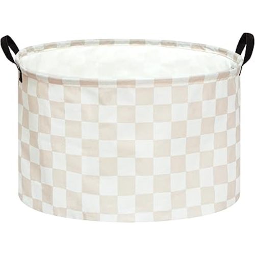 Checkered Storage Basket Extra Large 80L Kids Hamper Baby Laundry Basket Waterproof Toys Car Organizer Collapsible Canvas for Home/Dorm/Pet/Office/Closet/Shelf/Gift Baskets