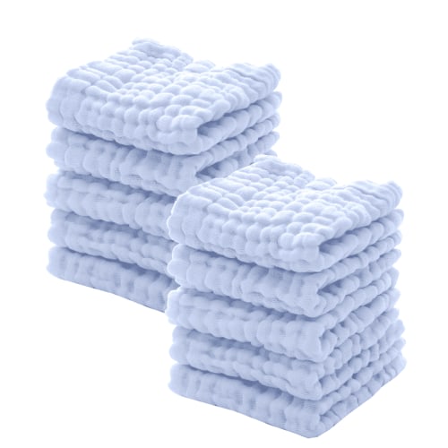 Baby Washcloths and Burp Cloths, Soft Absorbent Towels for Newborns,10 Pack, 12x12 Inches