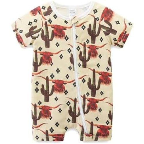 Baby Boy Girl Romper Short Sleeve 100% Cotton Bodysuit Outfits Double Zipper Jumpsuit Summer