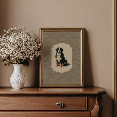 Vintage Style Dog Print Nursery Decor Bernese Mountain Dog Vintage Style Dog Wall Art Antique Dog Art Sketch Art Animal Printable Wall Decor