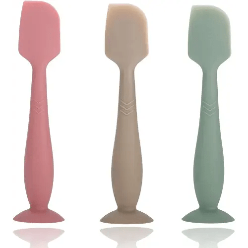 Baby Diaper Cream Spatula, Seeway 3 pack Baby Butt Paste Spatula, Diaper Cream Applicator, Silicone Butt Spatula for Newborn Babies (dark pink, green, brown)
