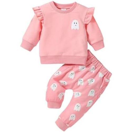 Toddler Baby Girl Halloween Outfit Pumpkin Crewneck Sweatshirt Long Sleeve Shirt Pants Newborn Fall Clothes