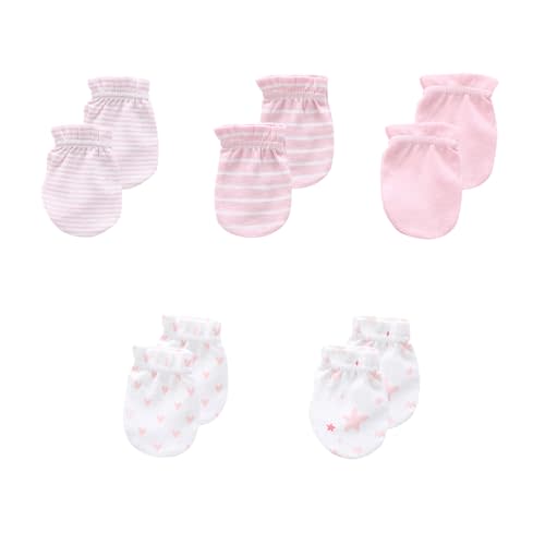 JELYLOVE 5 Pack Unisex New Born Boy Girls No Scratch Mittens Cotton Soft Baby Gloves Accessory 0-3 Months Infant Essentials