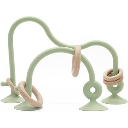 High Chair Suction Cup Toys Montessori Toys for Babies and Toddlers 3-12 months +, Food-grade Silicone Teether Toys for High Chair, Table. Poratble Montessori Teething Toys