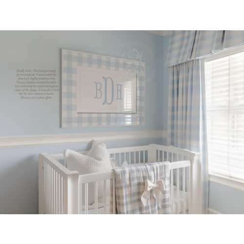 Blue Gingham Wall Art for Nursery - Printed Monogram Boy Room Decor - Baby Boy Nursery - Grandmillenial Boys Room - Blue Fishtail Monogram