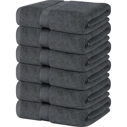 Utopia Towels 6 Pack Bath Towel Set (27 x 54 Inches), 500 GSM 100% Ring Spun Cotton Medium Lightweight and Highly Absorbent Quick Drying, Premium Towels for Hotel, Spa and Bathroom (Grey)