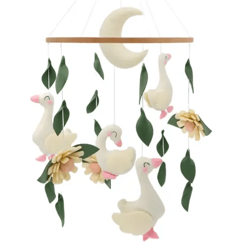 Goose Mobile for Crib Handmade Felt Nursery Decor Crib Mobile Goose for Bassinet Baby Shower Newborn Baby Gift (Goose)