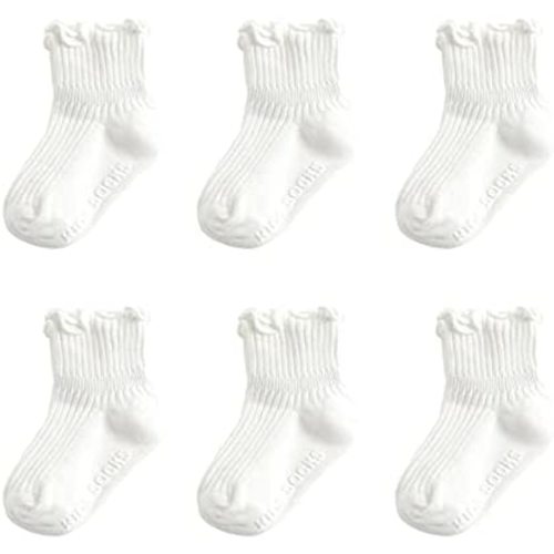 Zumou Toddler Anti Slip Non Skid Socks Baby Little Girls Frilly Ruffle 6 Pairs