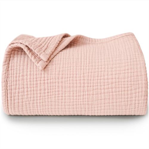 Muslin Baby Blanket for Boys and Girls, Cotton Receiving Swaddle Crib Blanket for Neutral Newborn - Soft & Breathable Baby Quilt (Pink)
