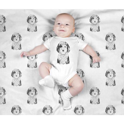 Sheepadoodle Baby Blanket, Doodle Dog Swaddle Blanket Set, Newborn Photo Prop, Cute Dog Swaddle Set for Boy, Girl, Baby Shower Gift - Etsy