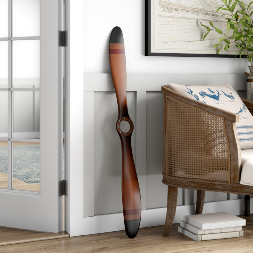 Williston Forge Dayina Wood 2 Blade Airplane Propeller Brown Wall Decor with Aviation Detailing & Reviews | Wayfair