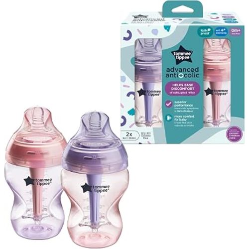 Tommee Tippee Advanced Anti-Colic Baby Bottles, Newborn 0m+, 9oz