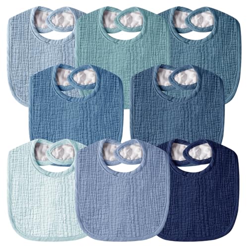 Wrrernsin Muslin Baby Bibs for Unisex Boys Girls, Cotton Drool Bibs, Adjustable Newborn Bibs for Drooling and Teething