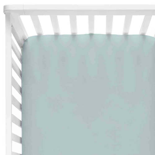 Solid Light Dusty Blue Bamboo Knit Crib Sheet