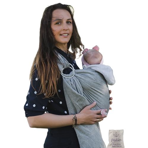 Ring Sling Baby Carrier 100% Cotton Muslin Front and Chest Newborn to Toddler Carrier and Baby Sling (Dark Grey)