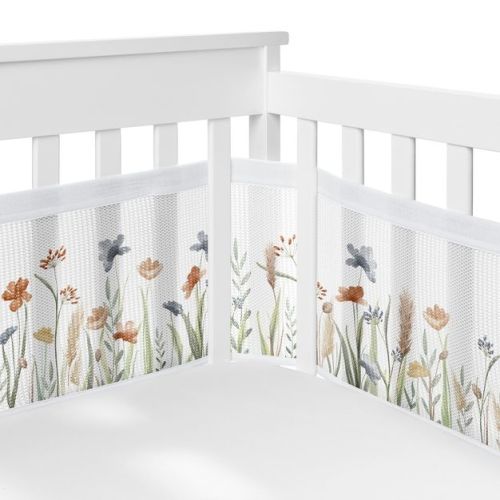 Sweet Jojo Designs + BreathableBaby Girl Breathable Mesh Crib Liner Pad Watercolor Floral Garden Multicolor