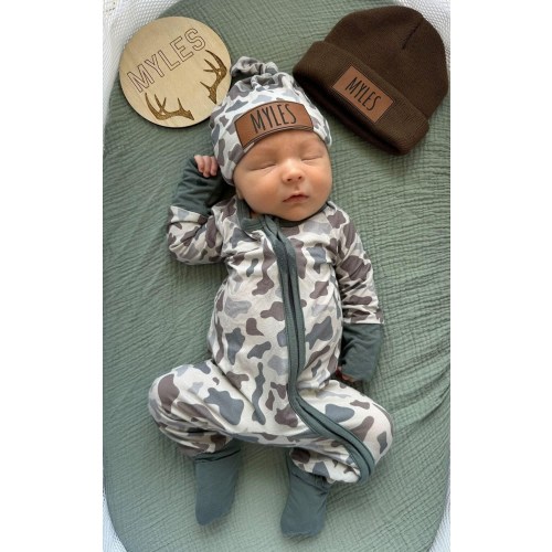 Camo Baby Boy Coming Home Outfit | Bamboo Deer Camo | GOKO Zippy | Take Home Outfit | Baby Boy Clothes | Newborn Coming Home Outfit | Baby