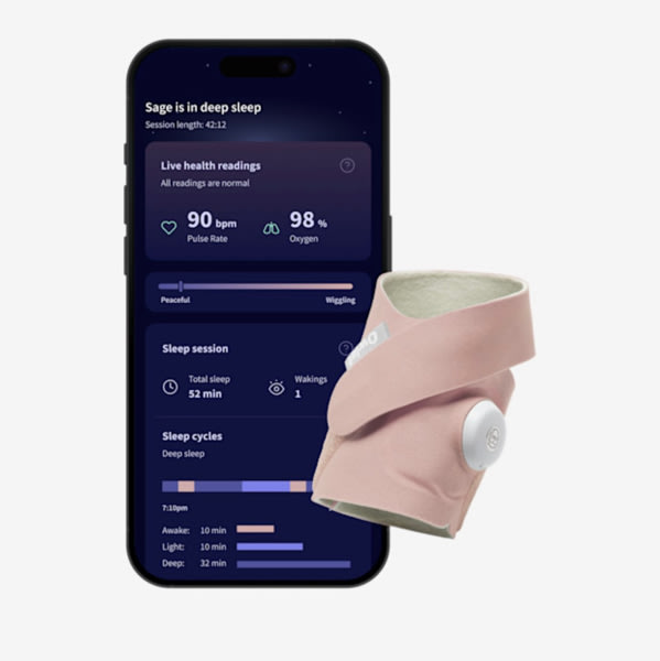 Owlet Dream Sock - Smart Baby Monitor View Heart Rate and Average Oxygen O2 as Sleep Quality Indicators. Wakings, Movement, and Sleep State. Digital Sleep Coach and Sleep Assist Prompts - Mint